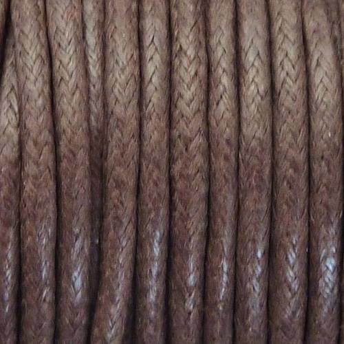 5m cordon coton ciré 2mm couleur marron