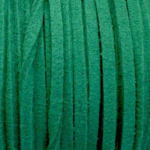 2m cordon plat daim synthétique 2,5mm de couleur vert