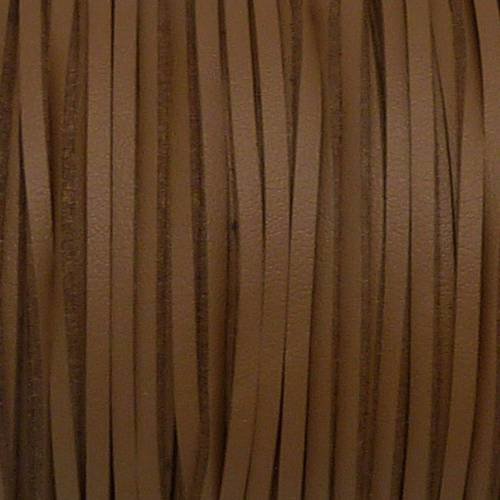 1m cordon plat cuir synthétique de couleur marron beige 2,5mm 