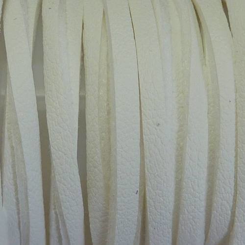 Cordon plat cuir synthétique de couleur blanc 2,5mm