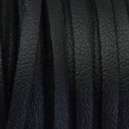 1m cordon plat cuir synthétique de couleur noir 2,5mm 