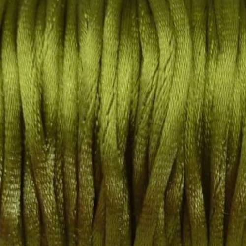 5m cordon queue de rat ou ficelle chinoise 2mm vert olive brillant 