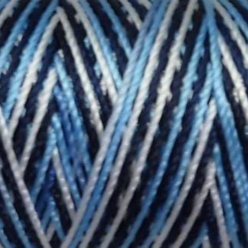 3,50m fil, cordon nylon blanc et bleu marine dégradé brillant 0,8mm