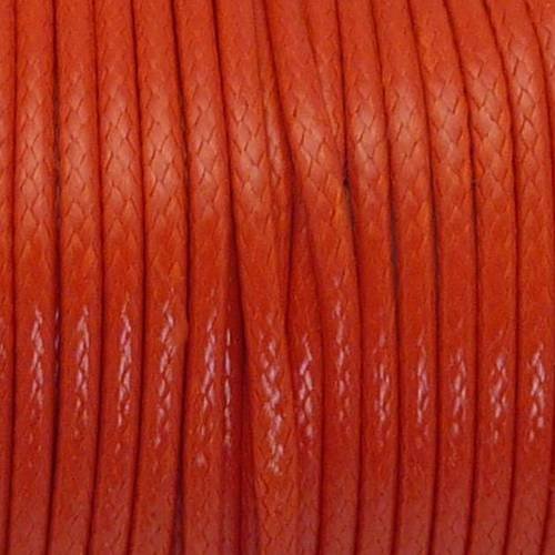 3 m de fil coton ciré rouge 1,5mm 