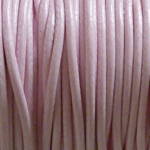 Fil coton ciré souple 1,8mm couleur rose pâle, layette fini brillant