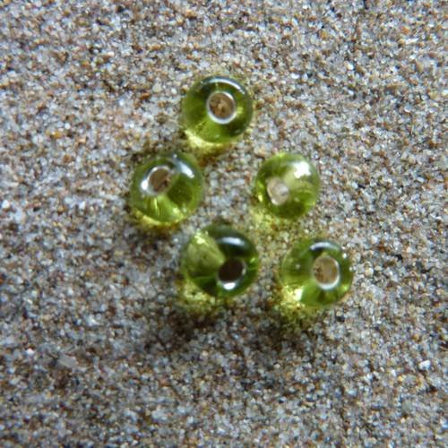 20 perles en verre de couleur vert clair 4mm