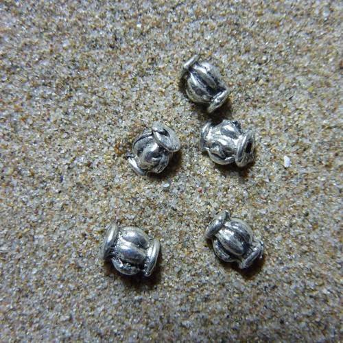R-5 perles tube, grains de riz, lanternes en métal argenté vieilli 5,6 