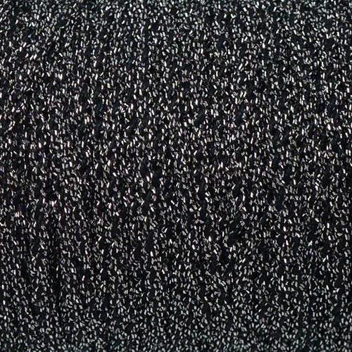 10m cordon mouliné en coton et lurex effet métallisé brillant de couleur noir et argent 1,5mm - effet brillance et élégance 