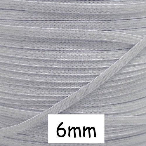 5m elastique plat blanc 6mm souple - tresse élastique 6mm - ruban élastique blanc