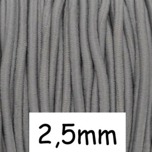 4m élastique couleur gris 2,5mm