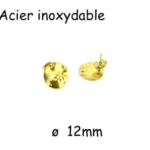 Clous puce de boucles d'oreilles en acier inoxydable doré forme sequin motif fleur