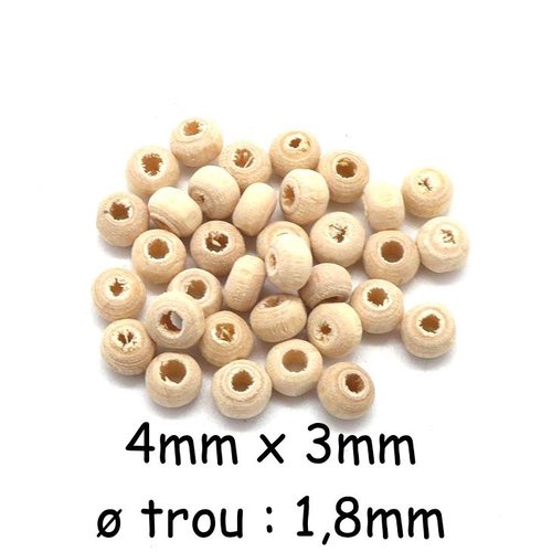480 perles en bois ronde de couleur bois naturel 4mm