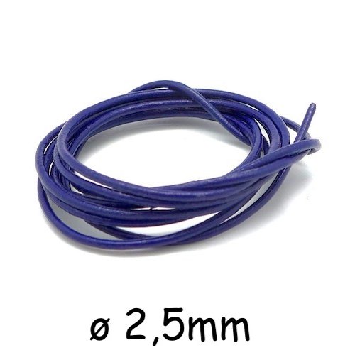 2m cordon cuir 2,5mm de couleur bleu indigo violet