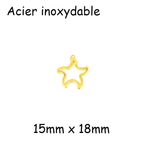 2 breloques étoile de mer en acier inoxydable doré 18mm