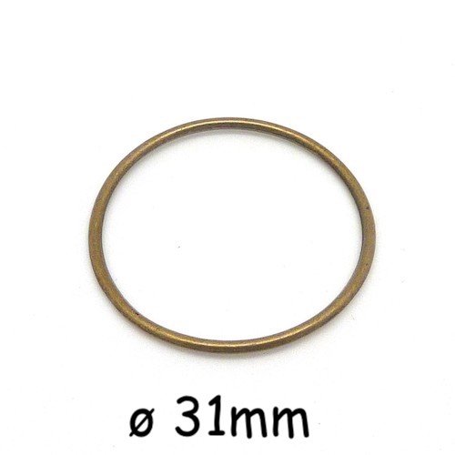 5 anneaux fermés cercles 31mm en métal de couleur bronze