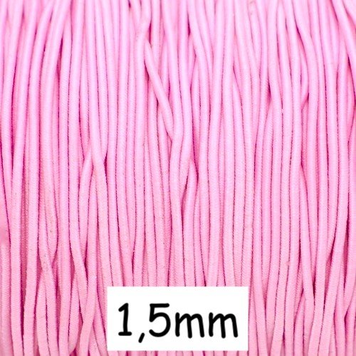 4m elastique rond 1,5mm rose bonbon, rose clair