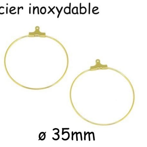 4 supports boucles d'oreilles créole doré en acier inoxydable 35mm