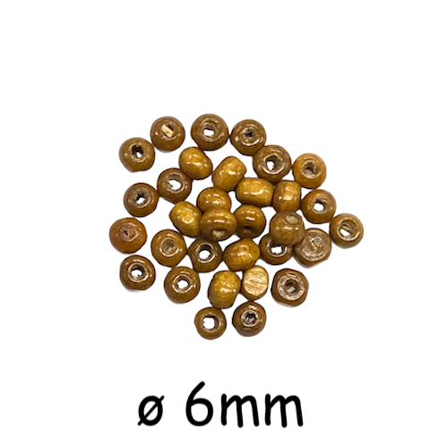 130 perles en bois ronde marron camel 6mm