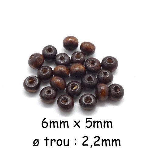 140 perles en bois ronde marron foncé 6mm