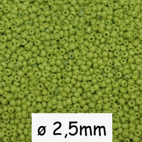 30g perles de rocaille vert anis 2,5mm en verre