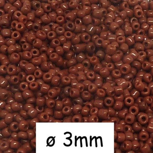 30g perles de rocaille 3mm marron brique