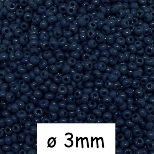 30g perles de rocaille bleu marine 3mm