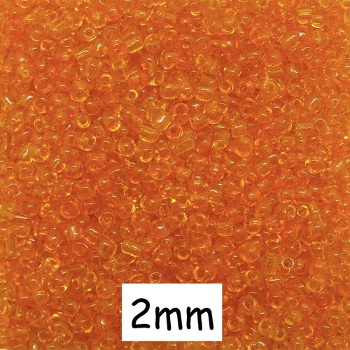 30g perles de rocaille 2mm orange transparent