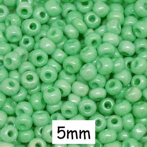 R-30g perles de rocaille 5mm vert pâle nacré