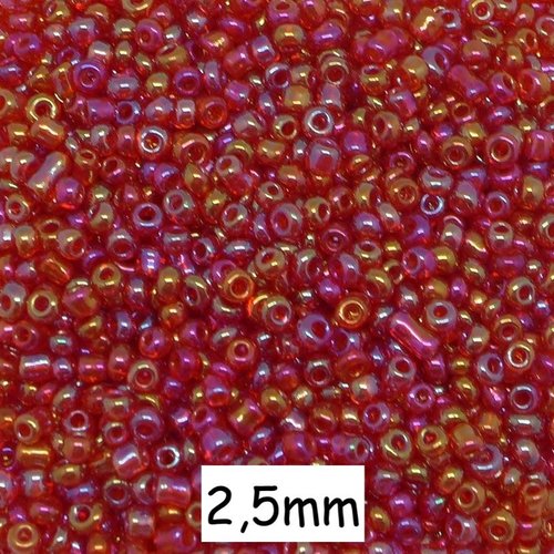 30g perles de rocaille 2,5mm rouge framboise irisé