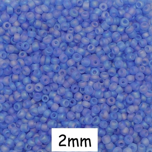 30g perles de rocaille 2mm bleu mat