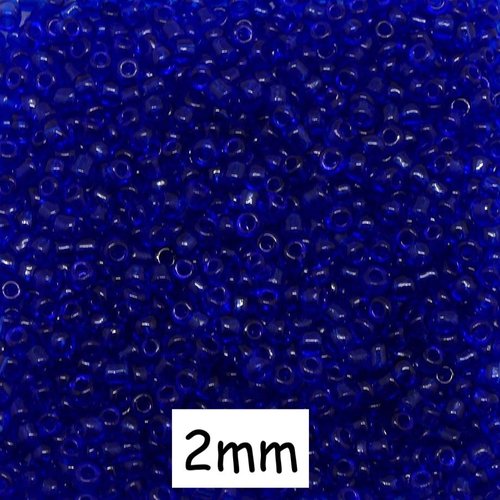 R-30g perles de rocaille 2mm bleu outremer translucide