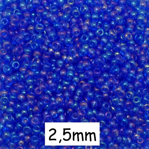 30g perles de rocaille 2,5mm de couleur bleu irisé