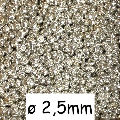 30g perles de rocaille argenté 2,5mm