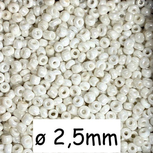 20g perles de rocaille blanc nacré 2,5mm