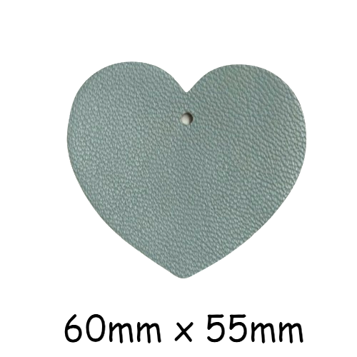 2 grand pendentif coeur en cuir bleu gris souple 6cm