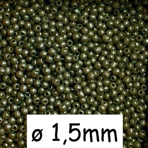 20g perles de rocaille fine vert olive 1,5mm