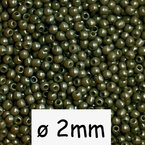 20g perles de rocaille fine vert olive 2mm