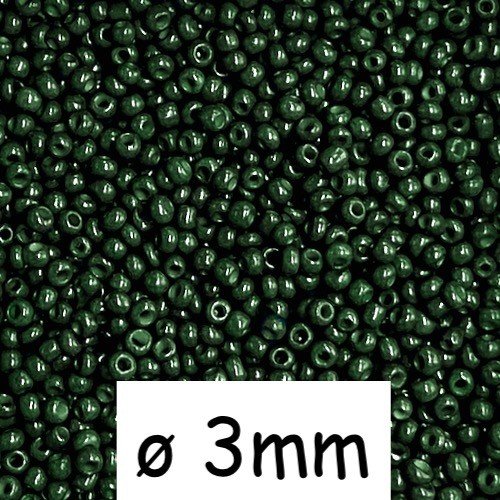 20g perles de rocaille vert foncé 3mm