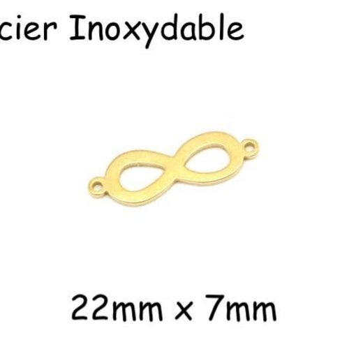 2 perles connecteur infini en acier inoxydable doré
