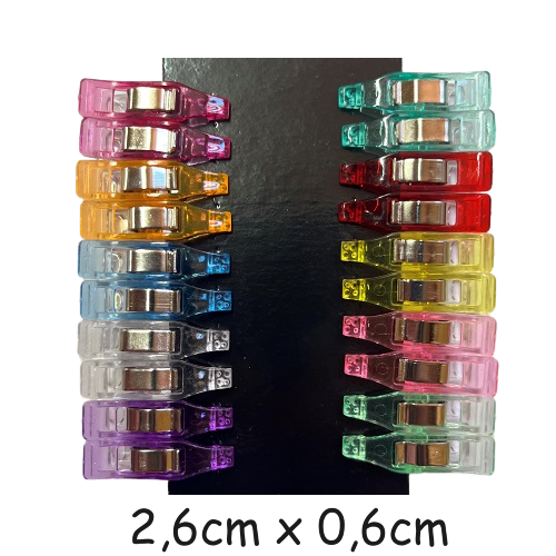 20 mini pinces à tissus fine, clip pour couture 2,6cm x 0,7cm - petite - remplace les épingles pour la couture