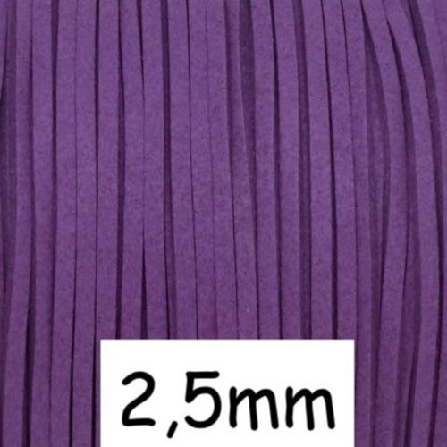 2m lanière suédine, daim synthétique 2,5mm violet améthyste