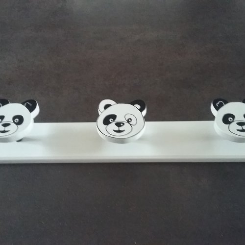 Panda, porte manteau mural panda, fabrication artisanale. modèle unique