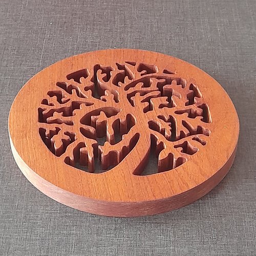 Trèfle à quatre feuilles, dessous de plat en bois exotique,création  artisanale française. : : Produits Handmade