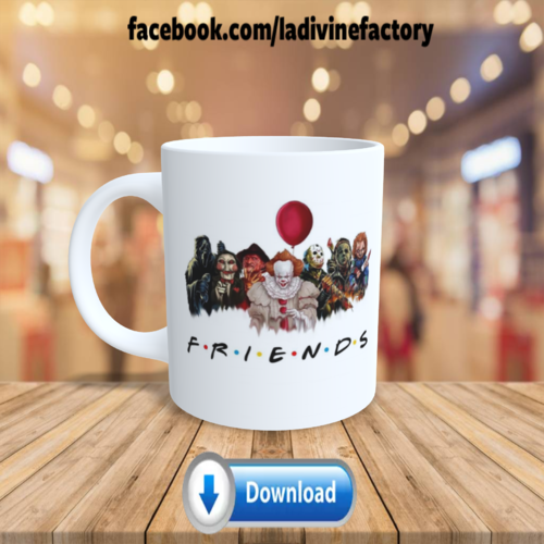 Visuel digital x 1 - pour sublimation mug - halloween 004 friends films d'horreur