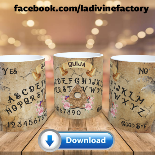 Visuel digital x 1 - pour sublimation mug - halloween ouija board spiritisme
