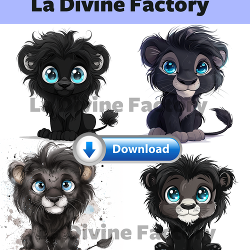 Visuel digital x 4 - pour sublimation ou impression - lion noir