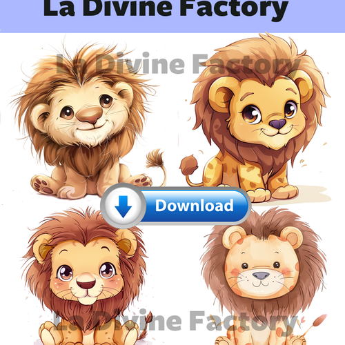 Visuel digital x 4 - pour sublimation ou impression - lion