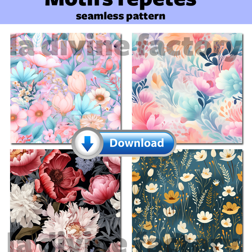 Visuel digital x 4 - pour sublimation ou impression - seamless pattern floral 006 motif répété