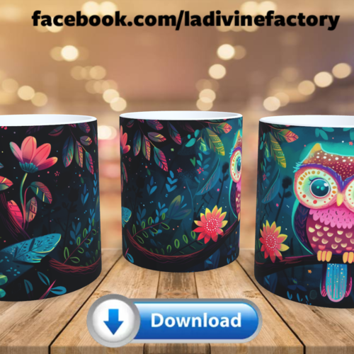 Visuel digital x 1 - pour sublimation mug - chouette hibou 001