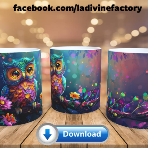 Visuel digital x 1 - pour sublimation mug - chouette hibou 003